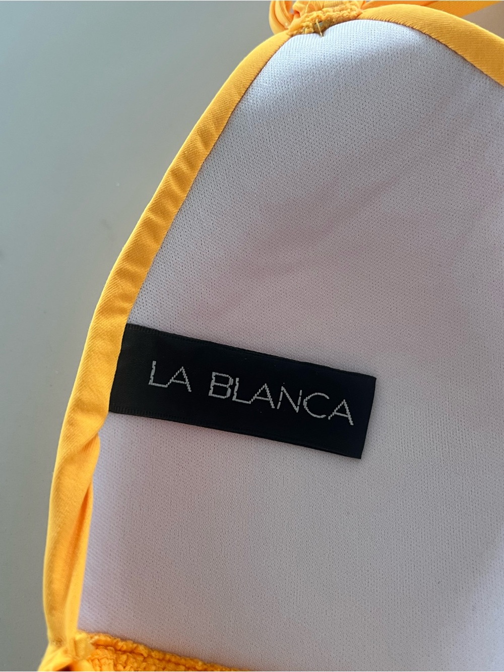 La Blanca Marigold Yellow Orange Halter Triangle Bikini Top Size 2 Like New - Picture 5 of 5